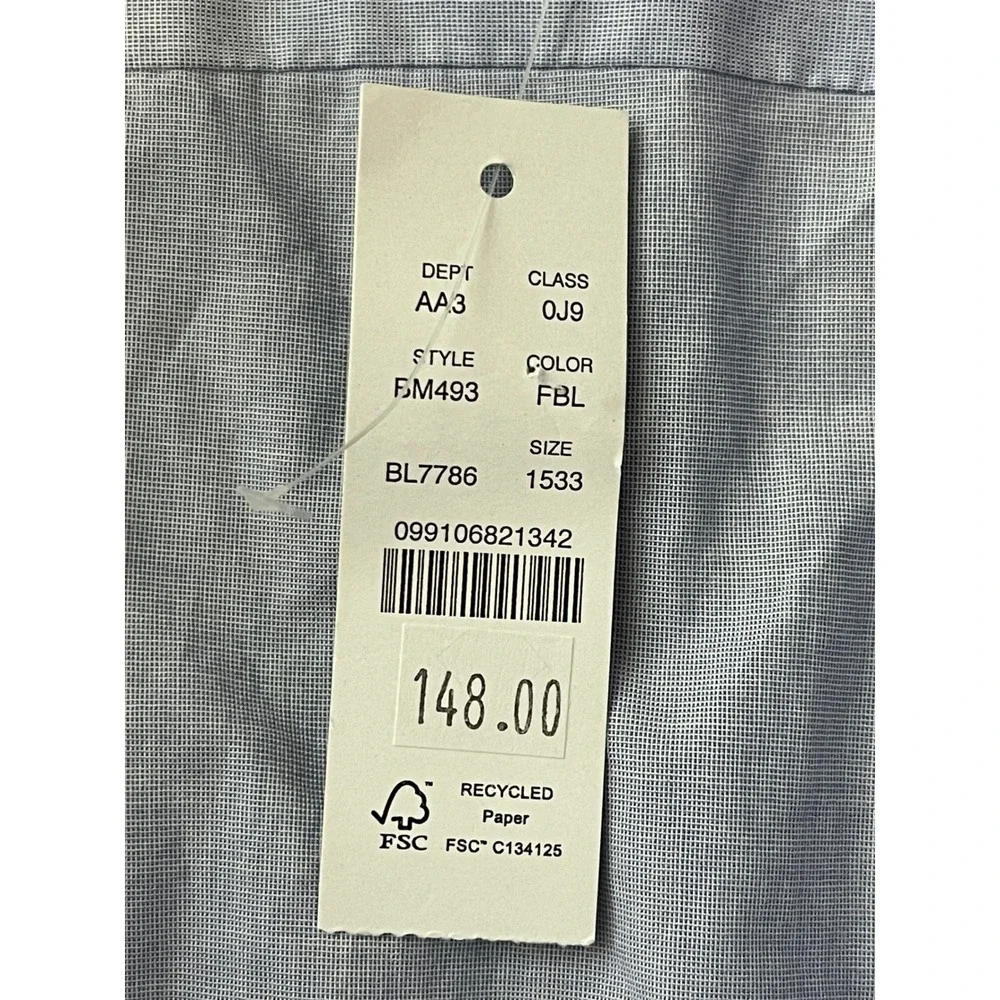 J.CREW Ludlow Premium Fine Cotton Slim Dress Shirt Blue 15/33 Cotton FM493‎ NEW